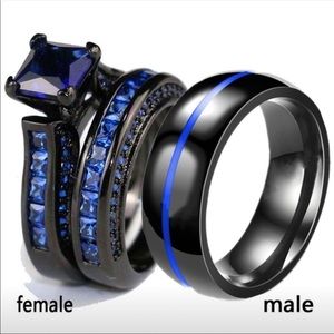 Wedding/engagement his and hers ring set